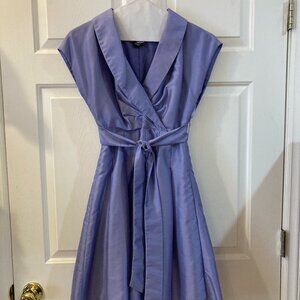 NEW DIRECTION MIDI DRESS 4 Purple Pleated Lining Belted Cap Sleeve